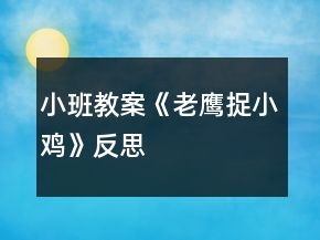 小班教案《老鹰捉小鸡》反思