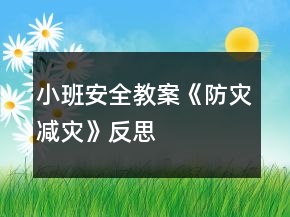 小班安全教案《防灾减灾》反思