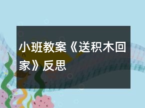 小班教案《送积木回家》反思