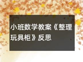 小班数学教案《整理玩具柜》反思