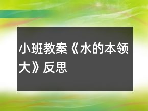 小班教案《水的本领大》反思