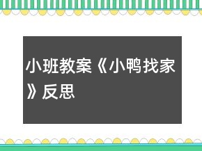 小班教案《小鸭找家》反思