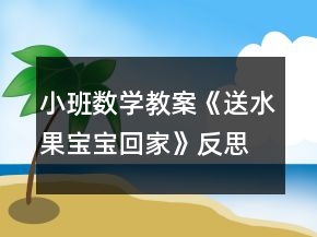 小班数学教案《送水果宝宝回家》反思