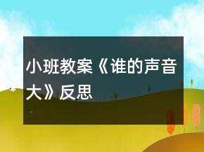 小班教案《谁的声音大》反思