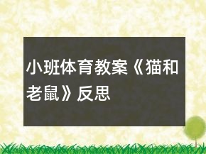 小班体育教案《猫和老鼠》反思