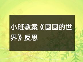 小班教案《圆圆的世界》反思