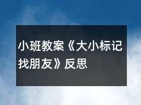 小班教案《大小标记找朋友》反思