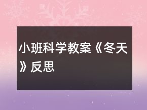 小班科学教案《冬天》反思