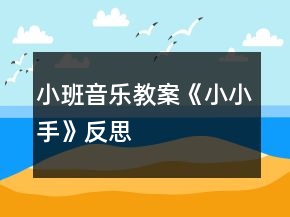小班音乐教案《小小手》反思