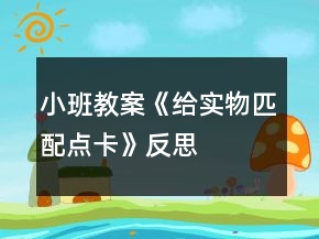 小班教案《给实物匹配点卡》反思