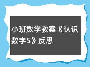 小班数学教案《认识数字5》反思