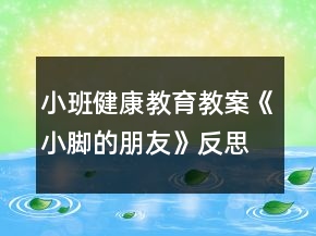 小班健康教育教案《小脚的朋友》反思