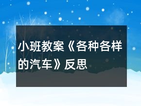 小班教案《各种各样的汽车》反思