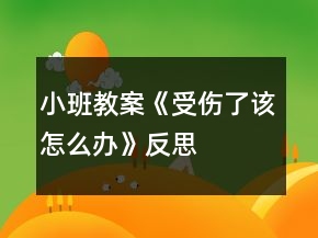 小班教案《受伤了该怎么办》反思