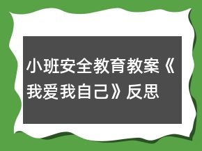 小班安全教育教案《我爱我自己》反思