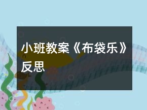小班教案《布袋乐》反思