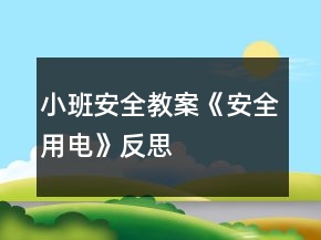 小班安全教案《安全用电》反思