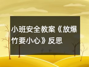 小班安全教案《放爆竹要小心》反思