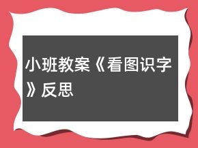 小班教案《看图识字》反思