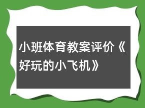 小班体育教案评价《好玩的小飞机》