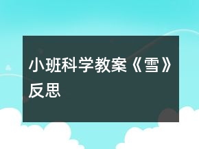 小班科学教案《雪》反思