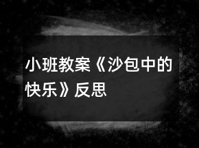 小班教案《沙包中的快乐》反思