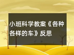 小班科学教案《各种各样的车》反思