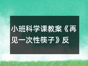 小班科学课教案《再见一次性筷子》反思