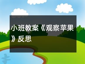 小班教案《观察苹果》反思