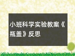 小班科学实验教案《瓶盖》反思