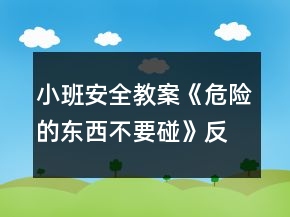 小班安全教案《危险的东西不要碰》反思