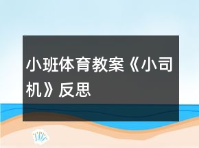 小班体育教案《小司机》反思