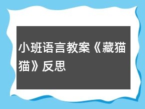 小班语言教案《藏猫猫》反思