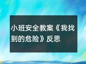 小班安全教案《我找到的危险》反思