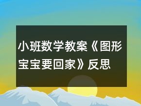 小班数学教案《图形宝宝要回家》反思