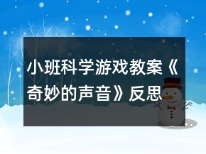 小班科学游戏教案《奇妙的声音》反思