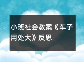 小班社会教案《车子用处大》反思