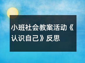 小班社会教案活动《认识自己》反思