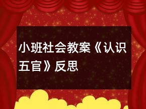 小班社会教案《认识五官》反思