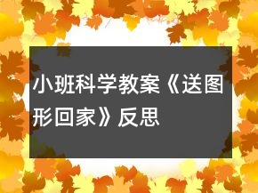 小班科学教案《送图形回家》反思