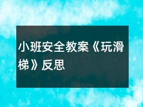 小班安全教案《玩滑梯》反思