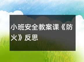 小班安全教案课《防火》反思