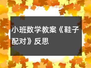小班数学教案《鞋子配对》反思