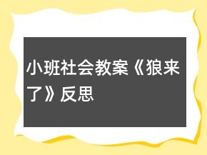 小班社会教案《狼来了》反思