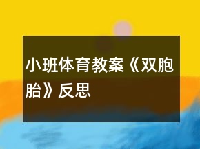 小班体育教案《双胞胎》反思