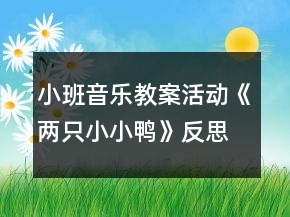 小班音乐教案活动《两只小小鸭》反思