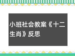 小班社会教案《十二生肖》反思