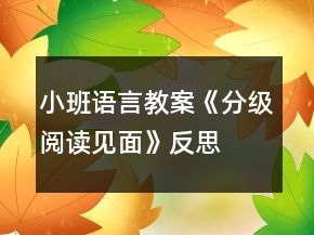 小班语言教案《分级阅读见面》反思