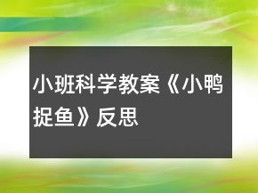 小班科学教案《小鸭捉鱼》反思