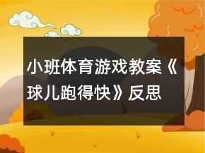 小班体育游戏教案《球儿跑得快》反思